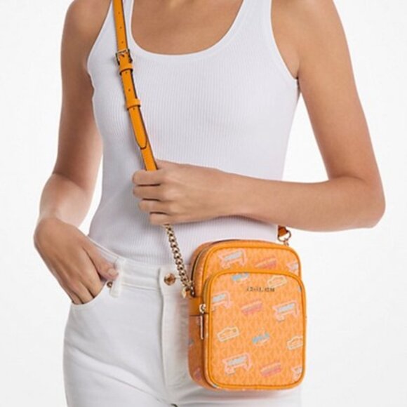 Michael Kors Jet Set Medium Embellished Signature Logo Crossbody Bag NWT - Picture 2 of 3